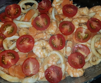 Ovenschotel Met Pasta, Scampi En Calamares 