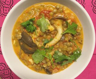 Curry improvisado de lentilhas e cogus