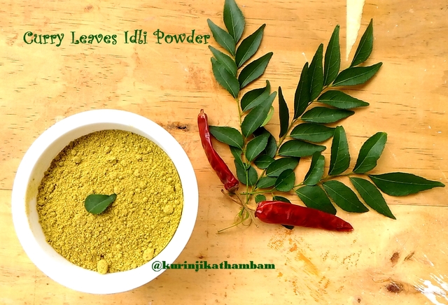 Curry Leaves Idli Powder / Karuveppilai Idli Podi