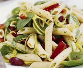 Sallad med röda bönor, pasta och spenat | Recept från Köket.se