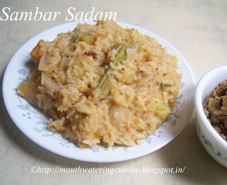 Sambar Sadam Recipe -- South Indian Sambar Rice -- How to make Sambar Sadam Recipe