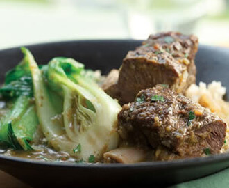 Red Curry Bison Short Ribs with Baby Bok Choy