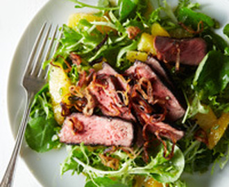 Fiery Grilled Beef Salad with Oranges and Crispy Shallots