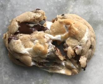 [homemade] a torn peanut butter chocolate chunk Marshmallow cookie • /r/food