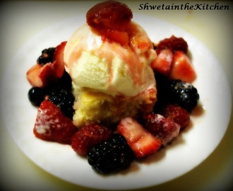Vanilla Sponge Cake with Ice cream & Mixed Berries