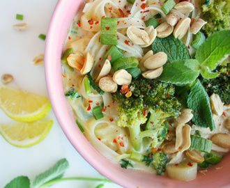 Receta: Sopa Thai de Maní, Pollo y Brócoli