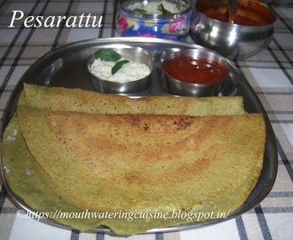 Pesarattu Recipe -- How to make Dosa with Green Gram Recipe -- Andhra Style Pesarattu Recipe -- Mung Bean Dosa