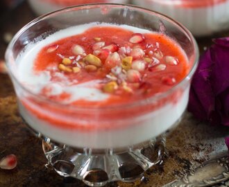 Malabi: Israeli Milk Pudding With Strawberry and Rose Syrup [Vegan, Gluten-Free]
