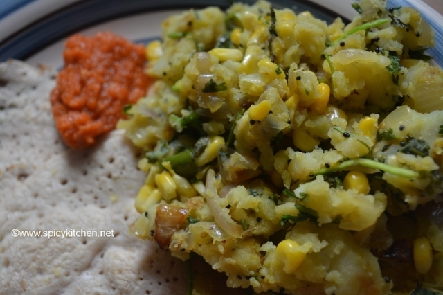 Corn Potato masala | Breakfast menu – oats dosa and corn masala