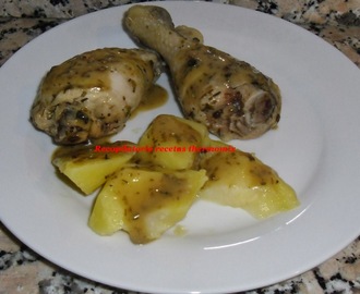 Muslitos de pollo al vapor, macerados en adobo de hierbas y limón en thermomix “Varoma”