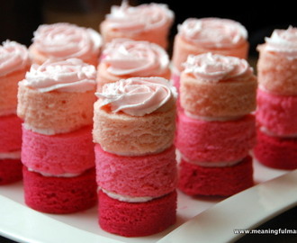 Day #205 - Pink Ombre Mini Cakes with Rosette Frosting