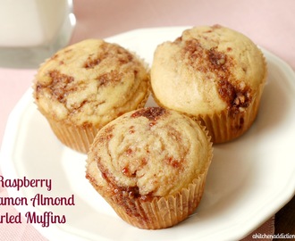 Raspberry and Cinnamon Almond Swirled Muffins