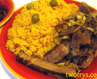 Ribeye Steak, Spanish Rice And Chipotle Beans