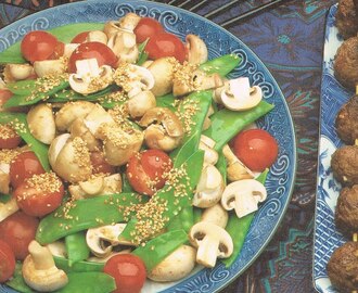 Snow Peas and Mushrooms with Tangy Dressing