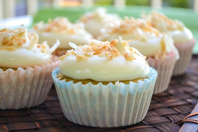 I'm Back!!! with Ganache Filled Banana Cupcakes and Coconut Cream Cheese Frosting