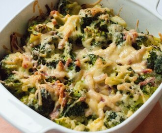 Broccoli met ham en Boursin uit de oven