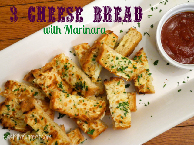 Three Cheese Bread with Marinara Sauce