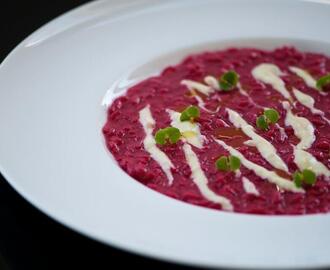 Beetroot Risotto with Gorgonzola Cream