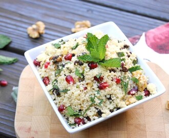 Couscous Salad with Pomegranate Seeds & Mint {Eating the Alphabet Letters P, Q, R}