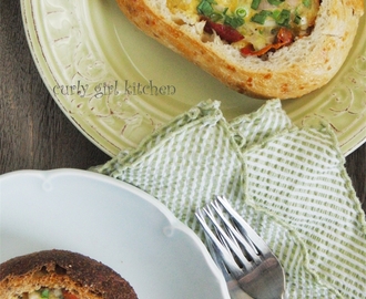 Egg, Onion and Prosciutto Bread Bowls