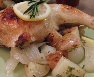 Rosemary Lemon Bone-in Chicken with Herbed Potatoes and Onions