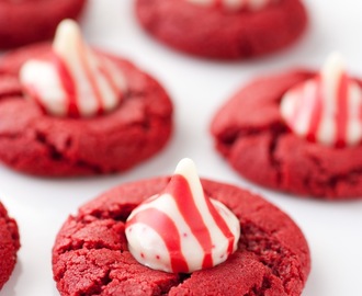 Peppermint Red Velvet Cookies with Peppermint Kisses