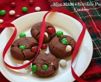 {10th Day of Christmas} Mint M&M Chocolate Pudding Cookies