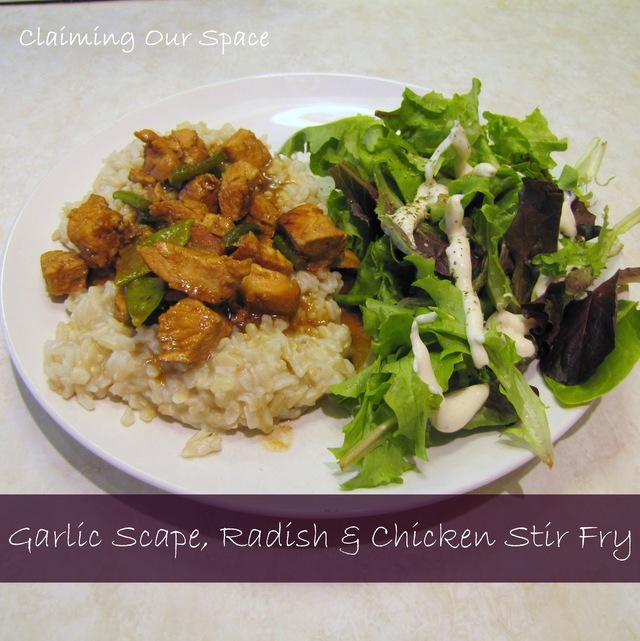 Garlic Scape, Radish and Chicken Stir-fry