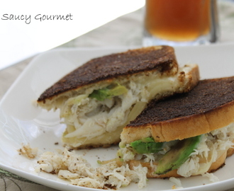 Crab and Avocado Grilled Cheese with Old Bay Seasoned Butter