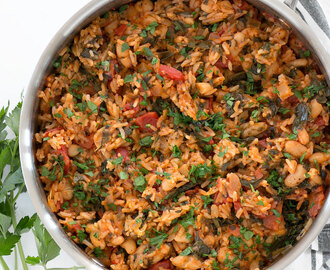 Tomato Herb Rice with White Beans and Spinach