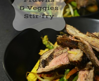 Salteado de carne de vaca, camarões e vegetais // Steak, Prawns & Veggies Stir-fry