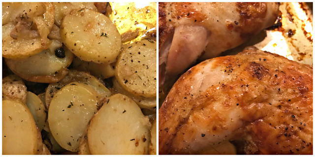 Sprøstekt kylling og bakte potetskiver