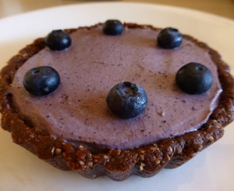 Raw Vegan, Gluten Free, Blueberry Cream Tart In A Chocolate Coconut Crust - Perfect For Valentines Day!