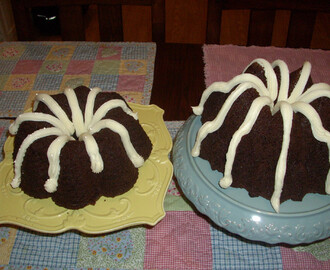 Triple Chocolate Sour Cream Pudding Cake w/Vanilla Cream Cheese Icing