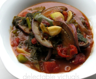 Indian Eggplant, Mustard Greens, and White Bean Soup