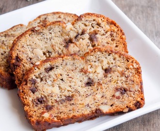 Eggless Banana Bread with walnuts and chocolate chips