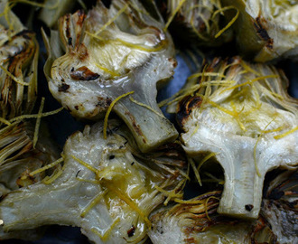 Alcachofas a la plancha con aceite de oliva sólido
