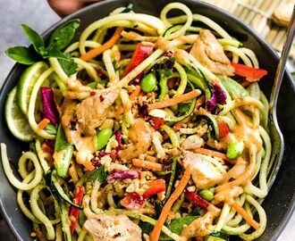 Asian Zucchini Noodle Salad with Thai Peanut Lime Dressing