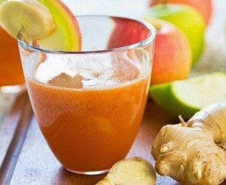 Sumo detox de maçã, cenoura e gengibre para emagrecer e perder barriga