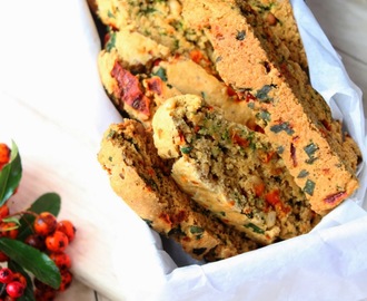 Eggless Oat, Red Pepper, Coriander and Pine Nut Biscotti - Countdown to Christmas!
