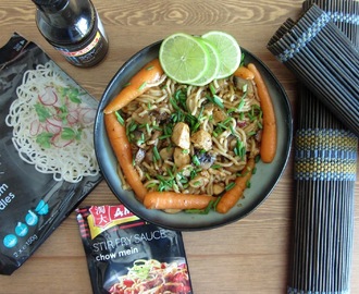 Noodles de Frango com molho Chow Mein