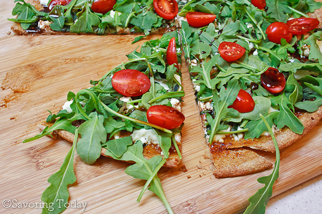 Guest Post : Judy from Savoring Today featuring Fig, Chevre & Arugula Pizza