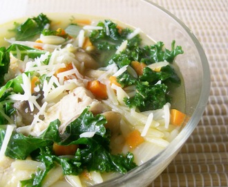 Chicken and Orzo Soup with Kale and Basil