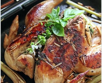 Grilled Chicken With Lemongrass and Basil Leaves