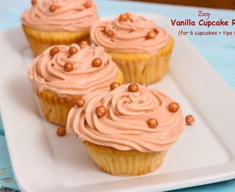 Easy Vanilla Cupcakes : 6 Cupcakes Recipe