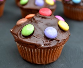 Cupcakes au Chocolat … et aux Smarties !