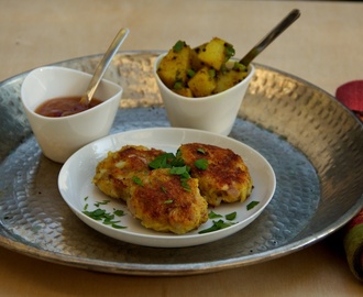 Indian Fishcakes with Indian spiced Potatoes