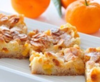 Mandarinen-Streuselkuchen mit karamellisierten Mandeln glutenfrei, vegan & fructosearm