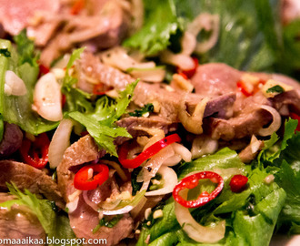 Hyvä ruoka, parempi viikonloppu - pihviä salaatissa thaimaalaisittain