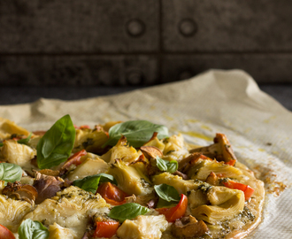 Pizza vegetariana – masa de pizza sin amasado